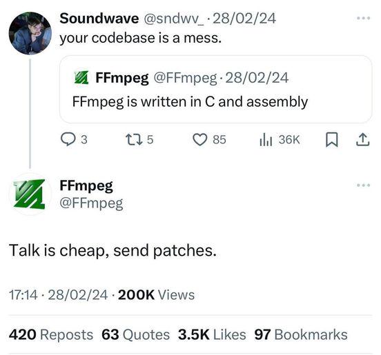 Talk is cheap, submit patches